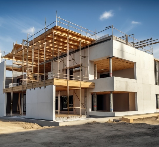 Baignoire îlot moderne : design minimaliste et ambiance spa. Baignoire îlot blanche, robinetterie minimaliste et parquet en bois clair à chevrons. Étagères intégrées décoratives dans la salle de bain moderne.